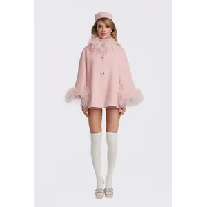 Angelica Feather Coat (Pink) (Final Sale)