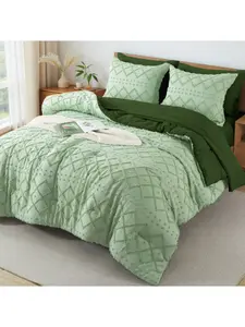 WeCharmer 7-Piece Queen Comforter Set Bed in a Bag -  Boho Tufted Luxury Bedding Set, Ultra Soft & Breathable All Season Comforter with Sheets & Pillowcases