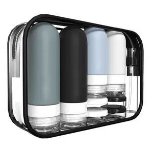 17 Pack Tsa Approved Leak-Proof Refillable Travel Bottles Set, Silicone Containers for Toiletries & Liquids, Essential Shampoo & Conditioner Size