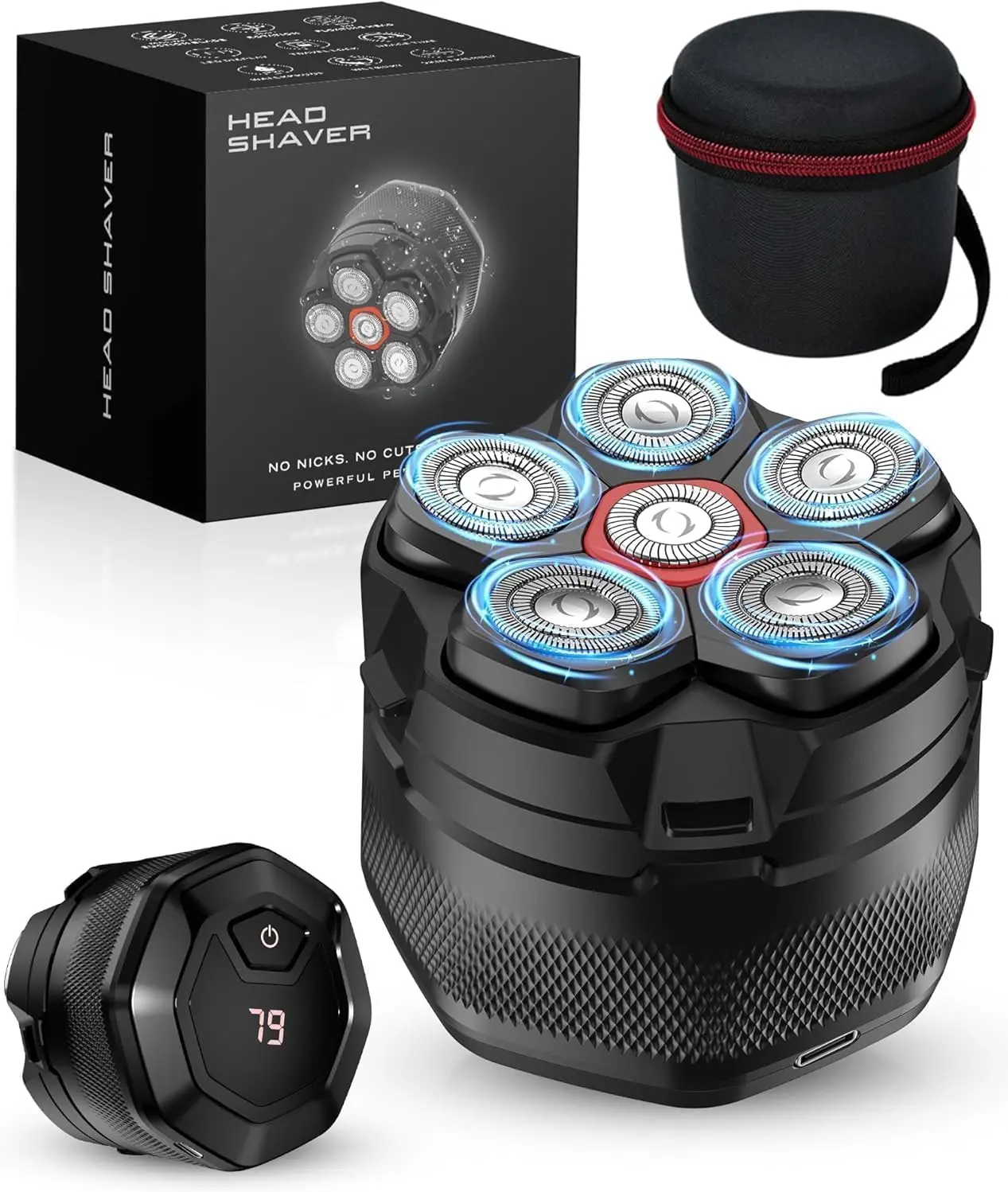 Electric Head Shaver for Bald Men, 10000 RPM High-Speed Razor, 6D Magnetic Floating Heads, IPX8 Waterproof Wet/Dry Shaving Kit with LED Display & EVA Travel Case, Upgraded Gray-Yellow (Father's Day Gifts)