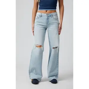 Women's Ripped Fray Low Rise Baggy Jeans Light Indigo  they deliver effortlessly cool vibes.
