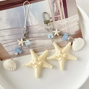 New Natural Shell Decorative Keychain Starfish Versatile Mobile Pendant Ocean Wind Travel Bag Hanger Fashion Key Chains Jewelry