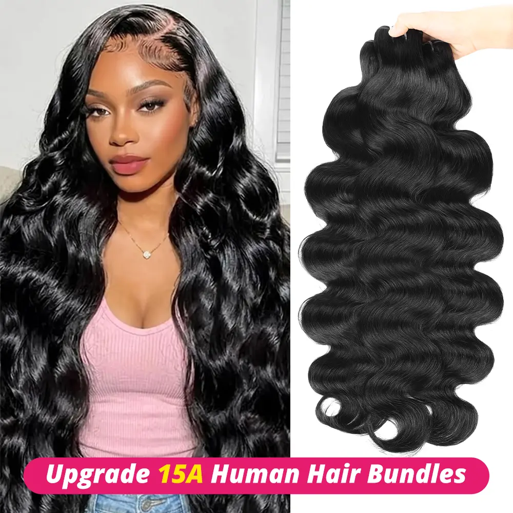 [New] Upgrade 15A Body Wave Hair Bundles Full Thick Ends Quick Weave Human Hair Extentions 1 3 4 Bundles