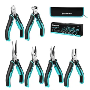 #fathersdaygift DURATECH Mini Pliers Set, 6PCS Jewelry Pliers Set, CRV Construction, Includes Needle Nose, Diagonal, Long Nose, Bent Nose, End Cutting and Linesman Pliers, for Making Crafts, Repairing Electronic