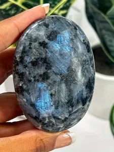 1pc Natural Larvikite Crystal Hearts/palm/moon Carving, Strong Flash Healing Stone Quartz Crystal, Unique Home Decoration Accessory - Handcrafted Ornament for Living Room, Bedroom, Office, Crystal Carvings