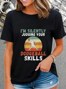100% Cotton Im Silently Judging Your Dodgeball Skills Funny Dodgeball T-Shirt T-Shirt