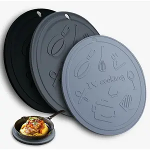 Silicone Trivet Mats-3 Heat Resistant Pot Holders, Silicone Pot Holders For Hot Pots,Pans, Silicone Mats For Kitchen Countertops,Table, Food Grade Silicone(Black & Gray)