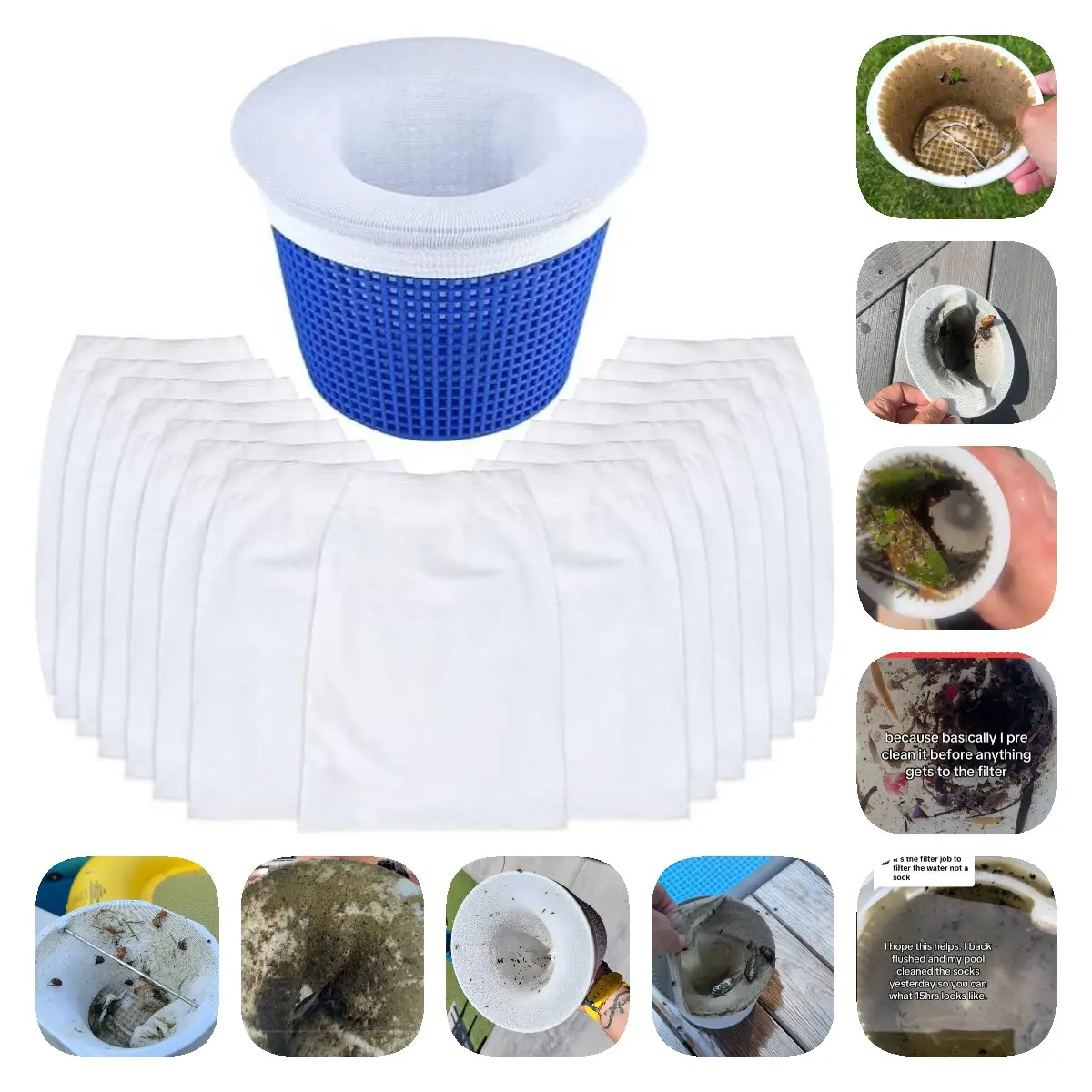 Pool Skimmer Socks, Pool Skimmers Filter Socks for Skimmer Basket Clean Debris and Leaves for In-Ground and Above Ground Pools Water Fountain Pump Sum