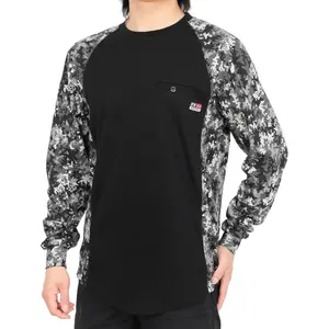 5.5oz Lightweight Crewneck Camo Two-Tone Melt Pocket FR Long Sleeve Welding T-Shirt(Final Sale)-4408C
