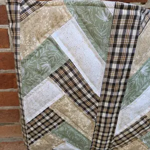Handmade Quilted Patchwork Tote Bag Plaid & Sage Green with Elegant Plaid and Sage Green Patterns