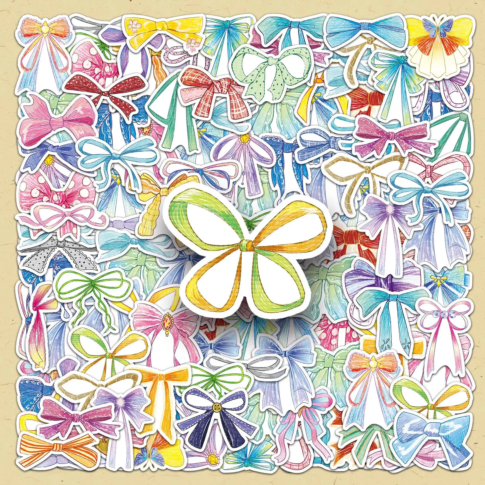 Bowknot Pattern Self Adhesive Sticker, 100pcs/set Colorful DIY Decorative Stickers, Scrapbooking & Stamping Supplies for Journal Making, Sticker Sheets, Sticker Packs