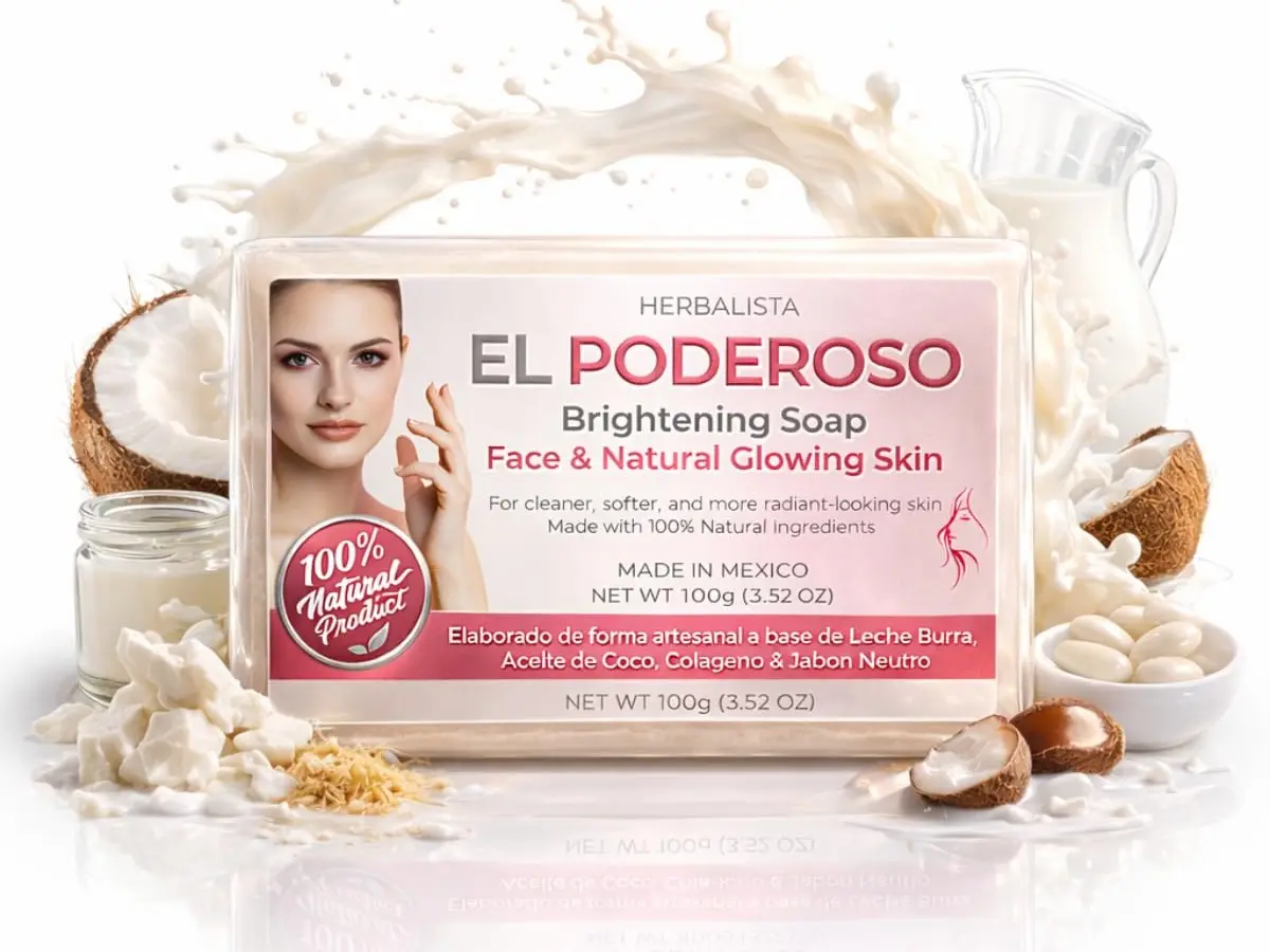 Maani Essence El Poderoso Brightening Soap Bar - Hydrating, Plant-Based, Cruelty-Free Radiant Cleanser for Adults with Donkey Milk, Coconut Oil & Collagen, Handmade, 3.52 oz, Single Item
