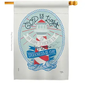 Breeze Decor  God is Light House Flag Religious Bible Verses 28 x 40 in. Double-Sided Decorative Vertical Flags for Decoration Banner Garden Yard Gift