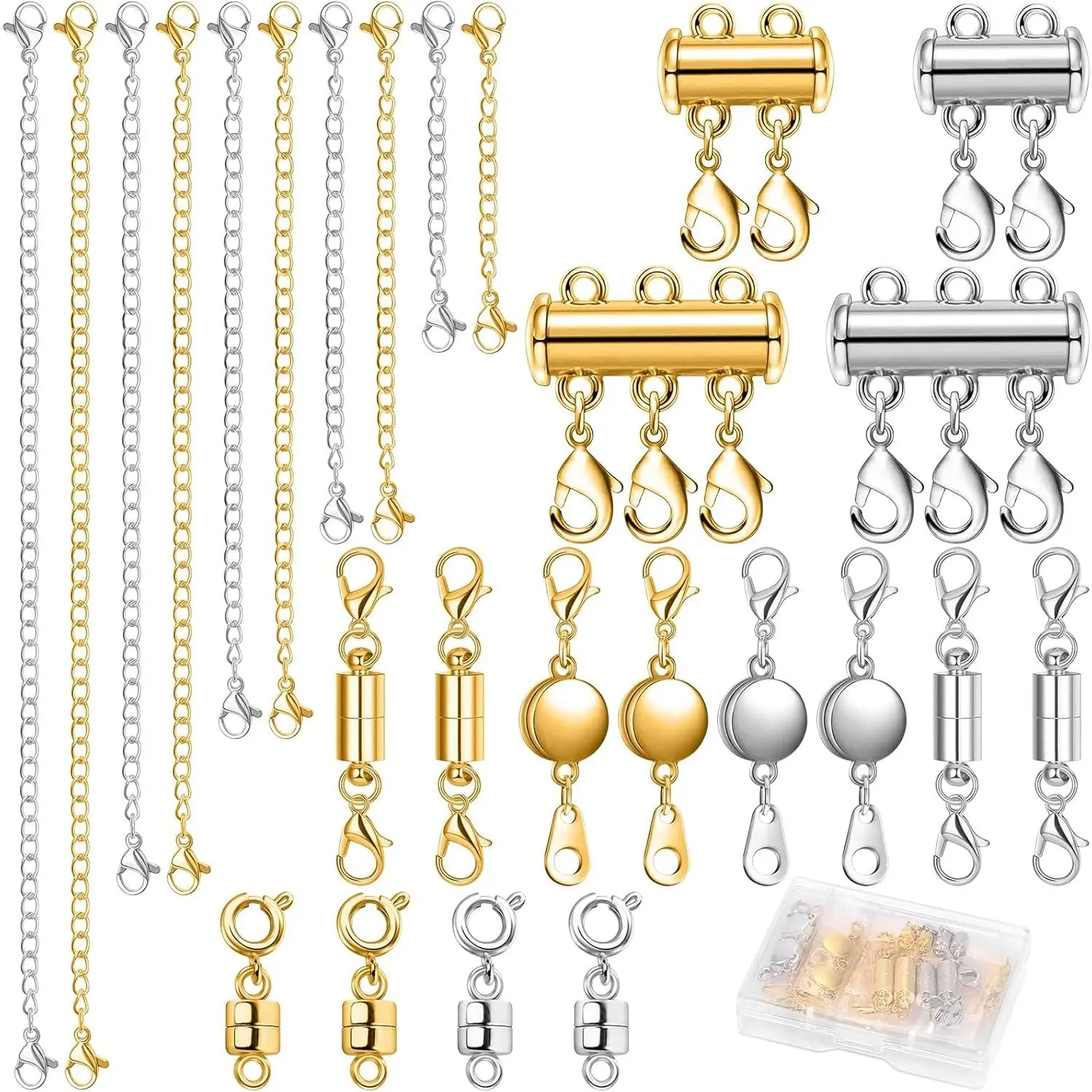 26 count  Necklace Extender, 5 Style    Clasps and Necklace Layering Clasps with Chain Extenders for Women Necklaces Bracelet,  and