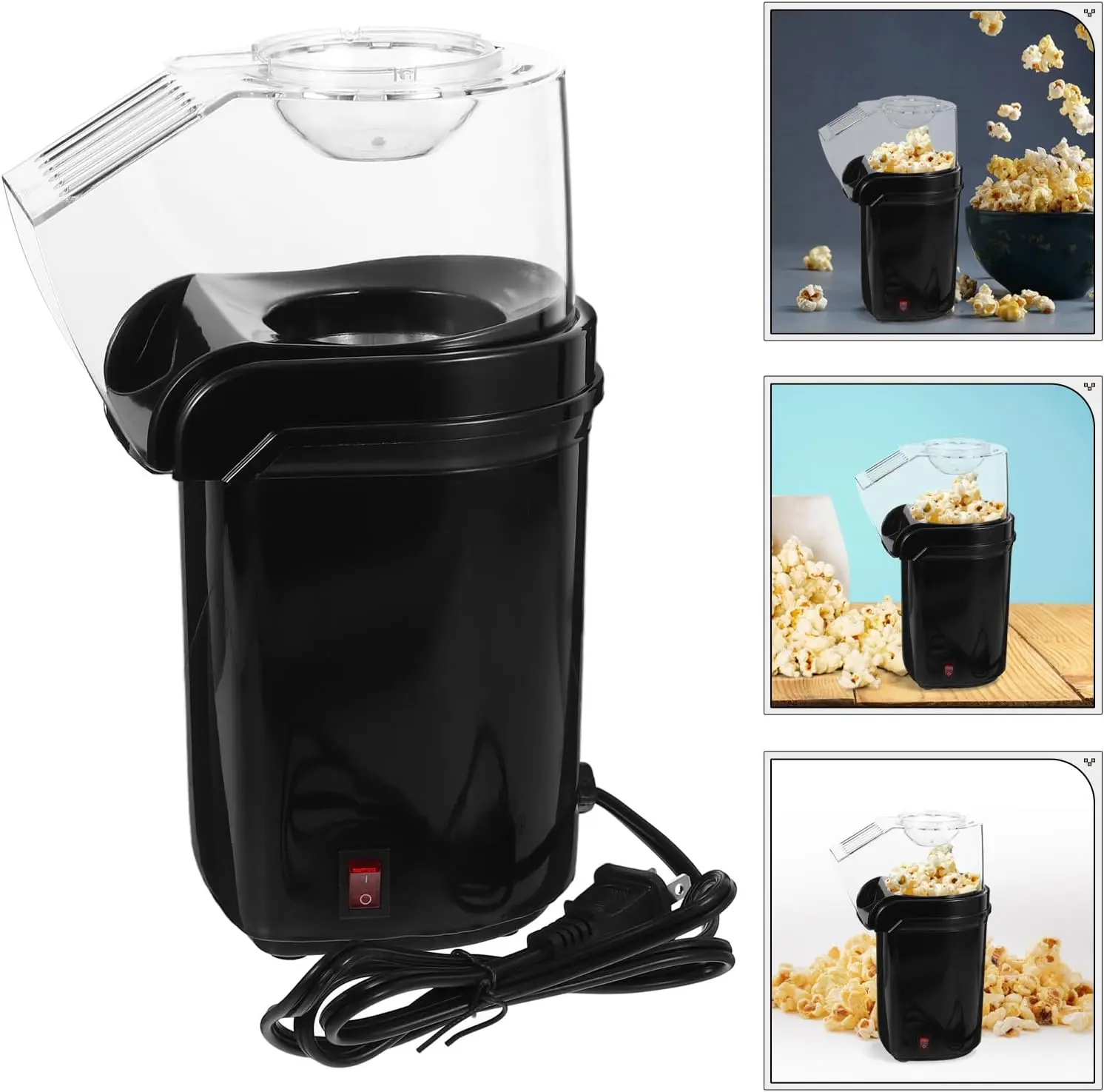 Air Popcorn Popper, 1200W Popcorn Maker, Oil Free Hot Air Popcorn Machine, Fast 1 Minute Heating, Makes Up To 16 Cups, Healthy Snack Maker For Home Kitchen, Family Movie Night, Party, Christmas Gift Countertop