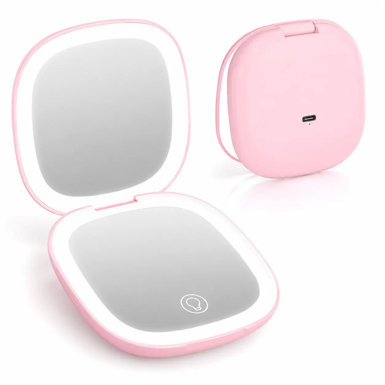 Portable LED Light Pocket Mirror, 1X/3X Magnification Compact Travel Cosmetic Mirror with Light for Purse, 2-Sided, Folding, Handheld, Illuminated Mirror,Travel Hand Mirror
