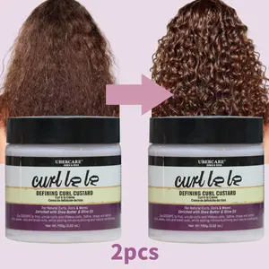2pcs*100g, Curl Defining Cream, Curl Enhancing Formula, Enriched with Shea Butter & Olive Oil, Add Moisture, Shine and conditioning, Lightweight Curl Defining Custard-Define, Shape and Control, for Curls, Coils and Waves