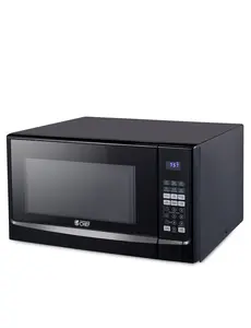 COMMERCIAL CHEF 1.4 Cubic Foot Microwave with 10 Power Levels, Small Microwave with Push Button, 1100 Watt Microwave with Digital Control Panels, Countertop Microwave with Timer, Black