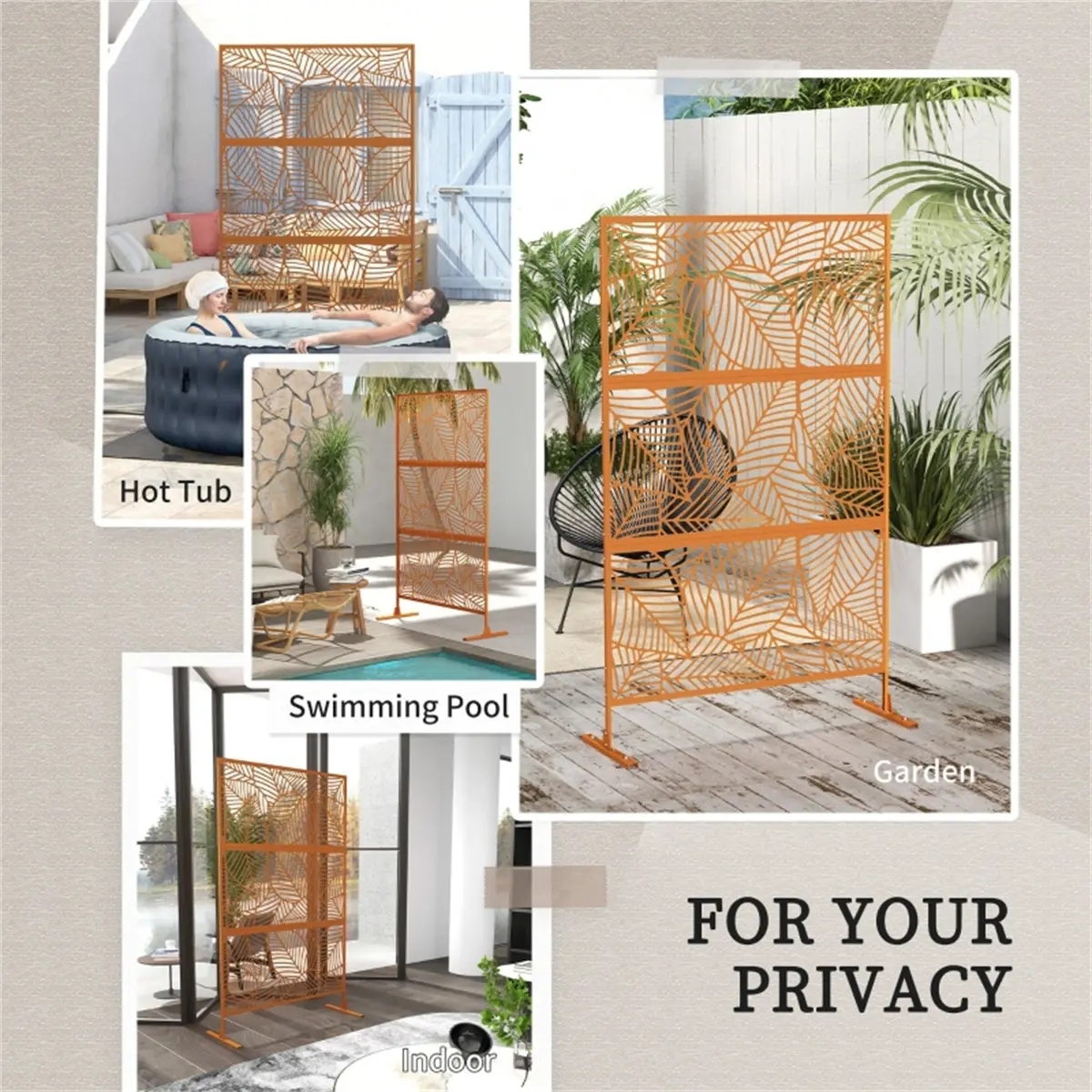 Premium Material Folding Room Divider Privacy Screen - Wide ft, Vertical Panels, Leaves, 48" L x 17.75" W x 78" H, Requires Setup for Home Office Outdoor Use