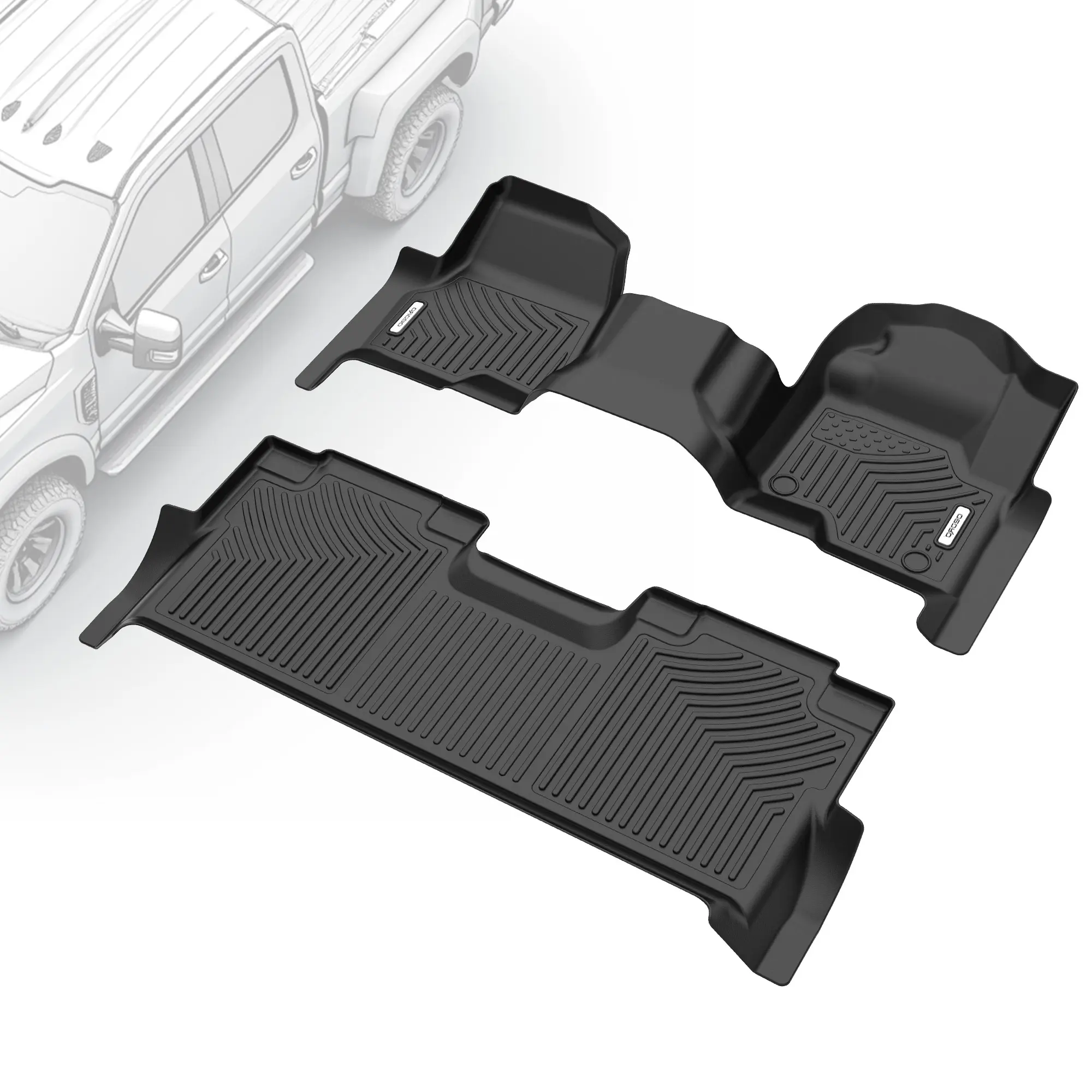 OEDRO TPE Floor Mats Fits for 2017-2026 Ford F-250/F-350 Super Duty Crew Cab with 1st Row Bench Seat, with Under Storage Box, Custom Fit Black TPE All-Weather Protection Floor Liners