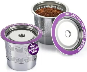 Reusable K Cups for Keurig Coffee Maker - Stainless Steel Filter Pods for Keurig 2.0 Brewers - Metal Refillable K Cup Fits K-Elite, K-Classic - Reusable Single Serve - 2 Pack