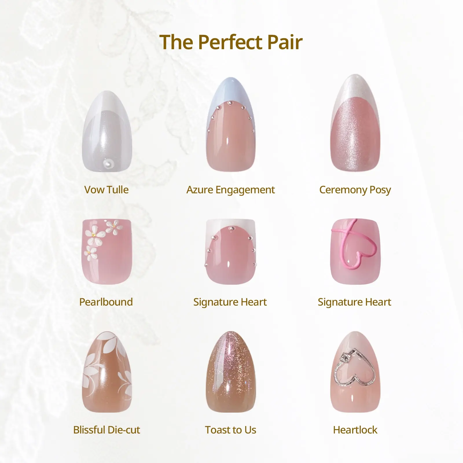 BTArtbox French Tip Press On Nails - Wedding Collection, 4-Week Wear Medium Short Almond Square White Press On Nails with Glue and Adhesive Tabs, Easy-to-Apply in 15 Sizes - 30 Nails All-in-One Kit, Deals For You Day