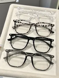 Classic Simple Casual Women's Flat Glasses, Suitable for Office, Reading, Gaming, Leopard Pattern, Plastic Frame, All Seasons