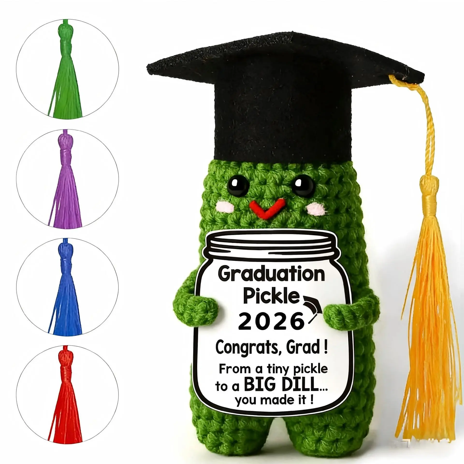 1PC Graduation Gifts Graduation Decorations，Pickle cucumber Funny Handmade Crochet Grad Gifts for Him/Her， Graduation Cards- Cute Congrats Class High School College Congrats Grad Sign，graduation gift, Party Favors, Grad Party Supplies