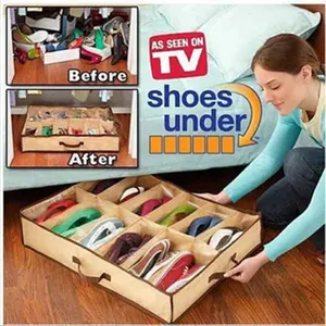 Under Bed Storage Organizer Shoe Storage Rack Under Bed Shoe Organizer Clothes Storage Bag Foldable Bed Storage Box Dustproof Blanket Storage Closet Organizer Space Saving Washable Under Bed Container