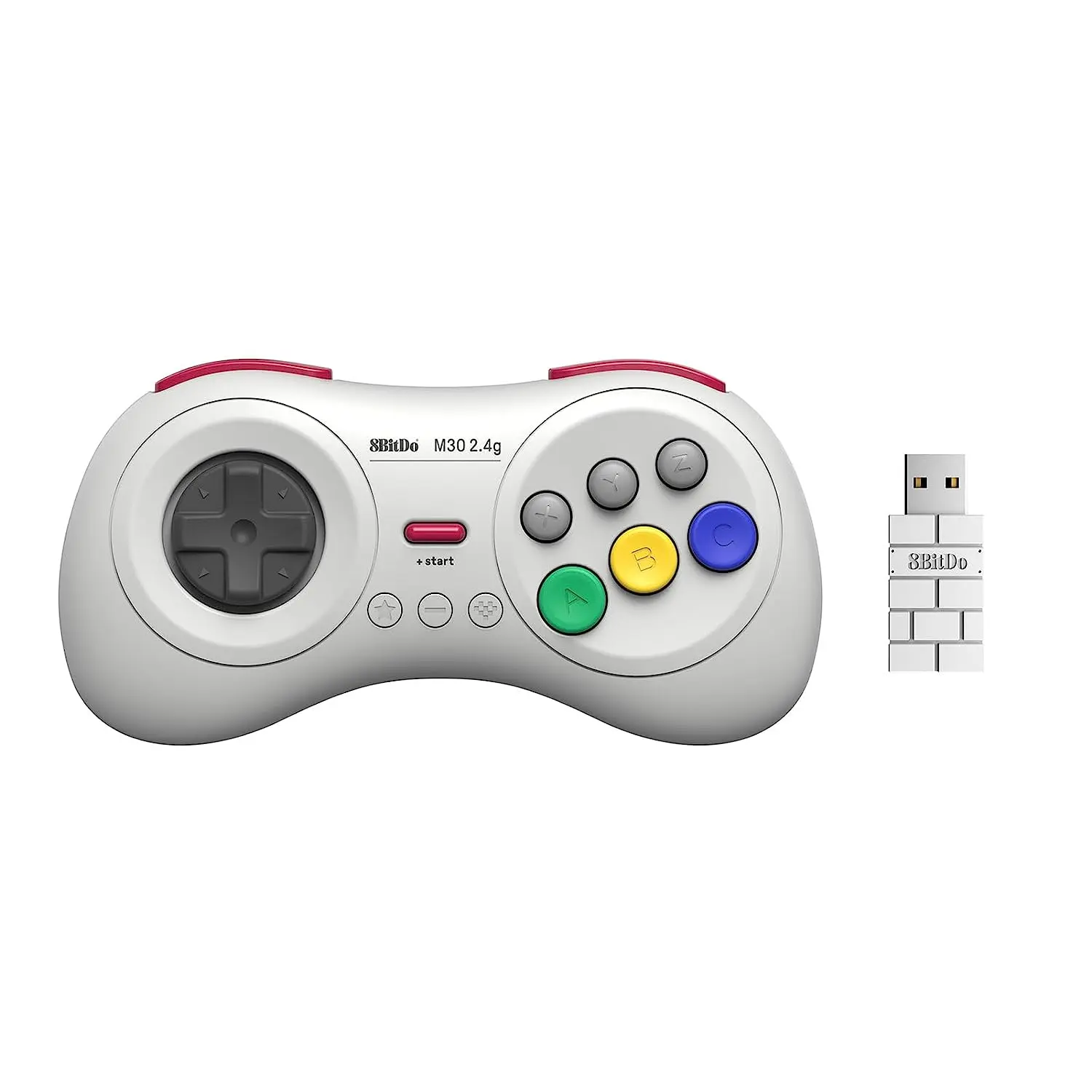 8Bitdo M30 2.4G Wireless Gamepad Controller for Sega Genesis Mini and Mega Drive Mini and Nintendo Switch - White