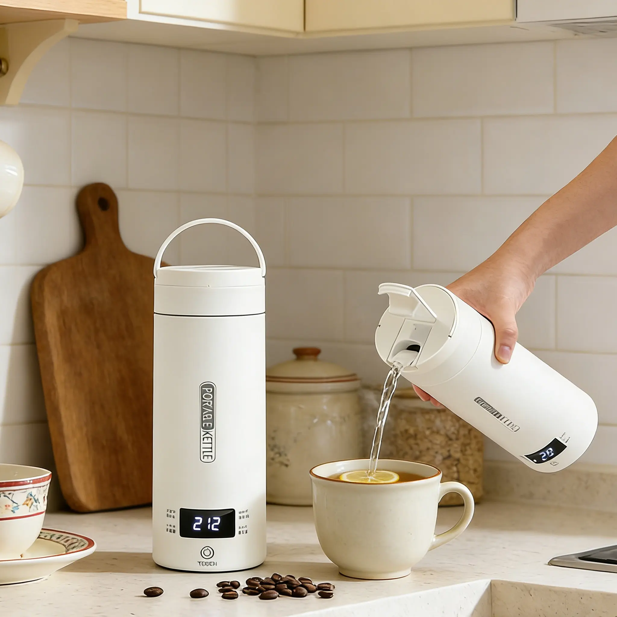 Portable Electric Kettle with US Plug, 4 Pre-Set Heating Settings, 4 Temperature Controls, Compact Fast Heating Kettle, Ideal for Boiling Water, Business Travel, Home Kitchen Appliance, Mini Tea Coffee Kettle – Gift for Home, Office & Coffee Tea Lovers ti