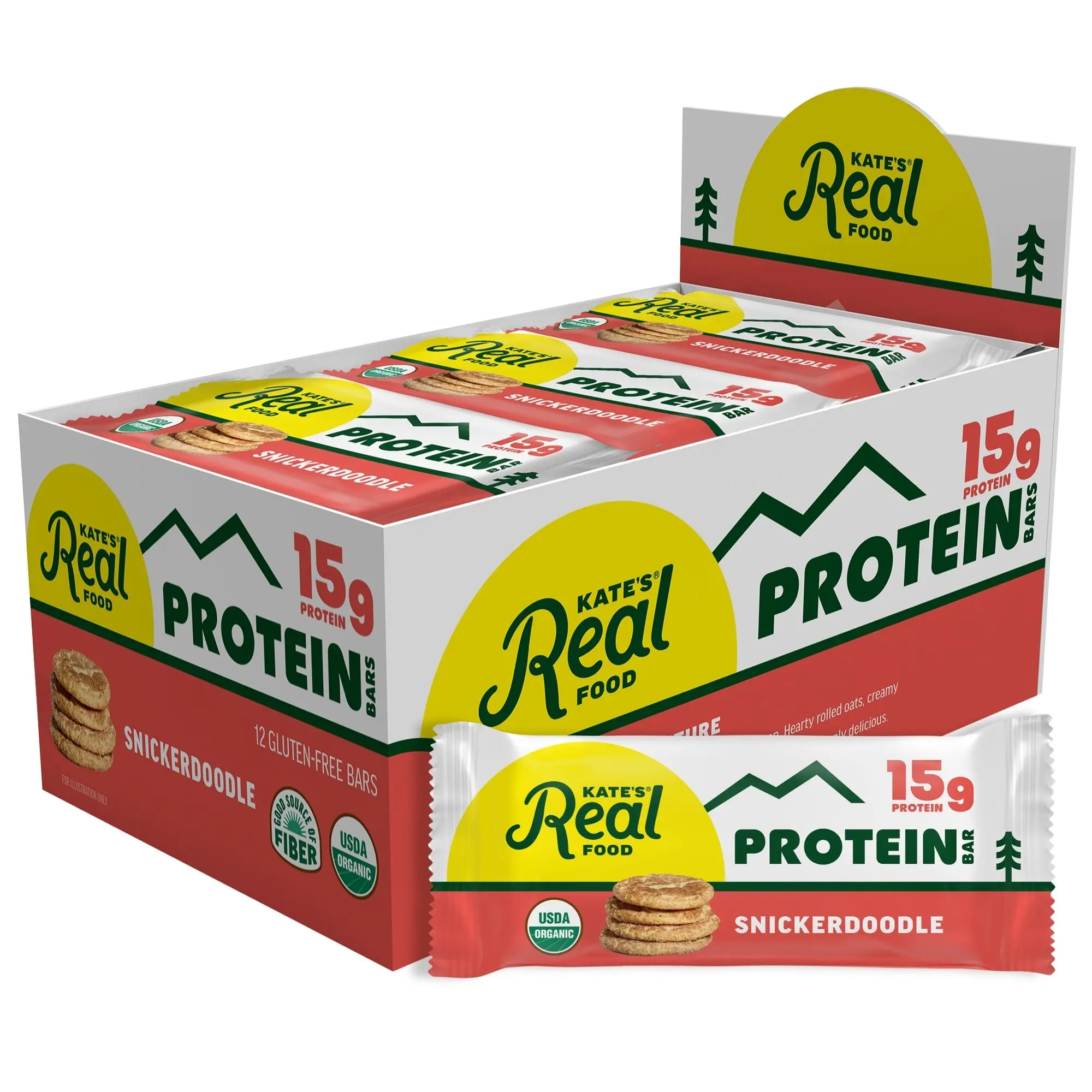 Kate’s Real Food Organic Granola Snickerdoodle All Natural Energy Bars - Non GMO, Soy Free, Whole Grain, and Made with Gluten Free Oats - 12 count