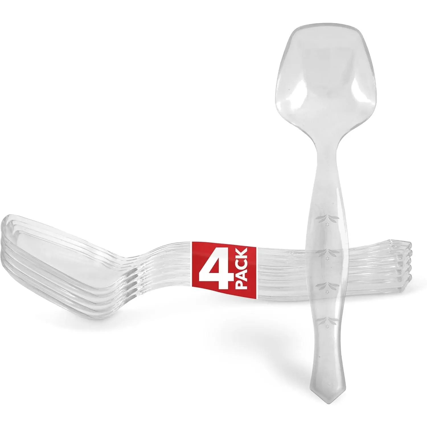 4 Count Disposable Serving Spoons, Clear Plastic Serving Spoons for Catering Weddings, Holiday Parties, and More, Large Plastic Serving Utensils for Buffet, Party Spoons, Stock Your Home