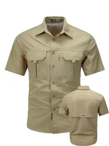 Summer Men's Quick-Dry Workwear Short Sleeve Shirt, Multi-Pocket Tactical Outdoor Breathable Sun Protection, Back Mesh Design