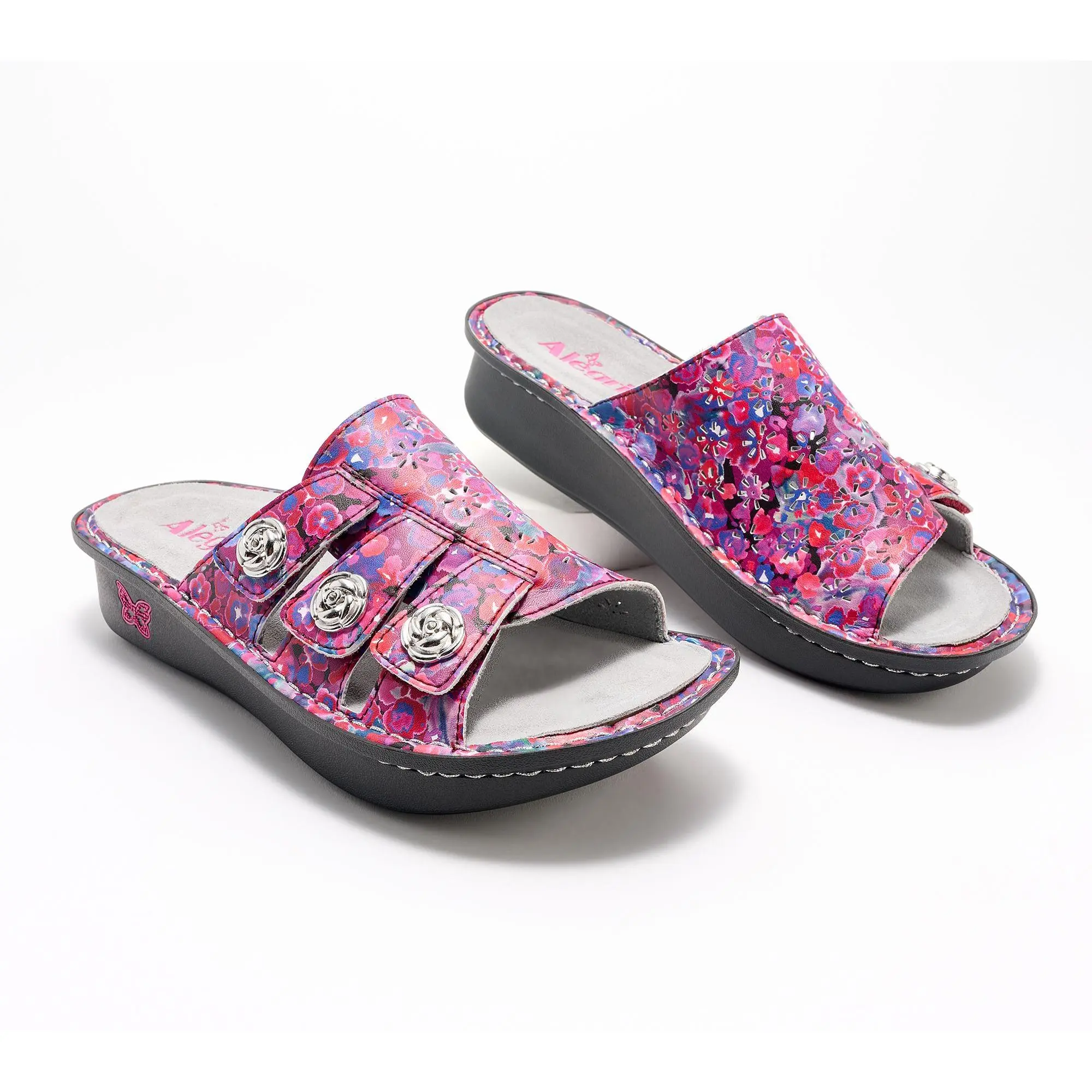 Alegria Leather Adjustable Slide Sandals - Julee