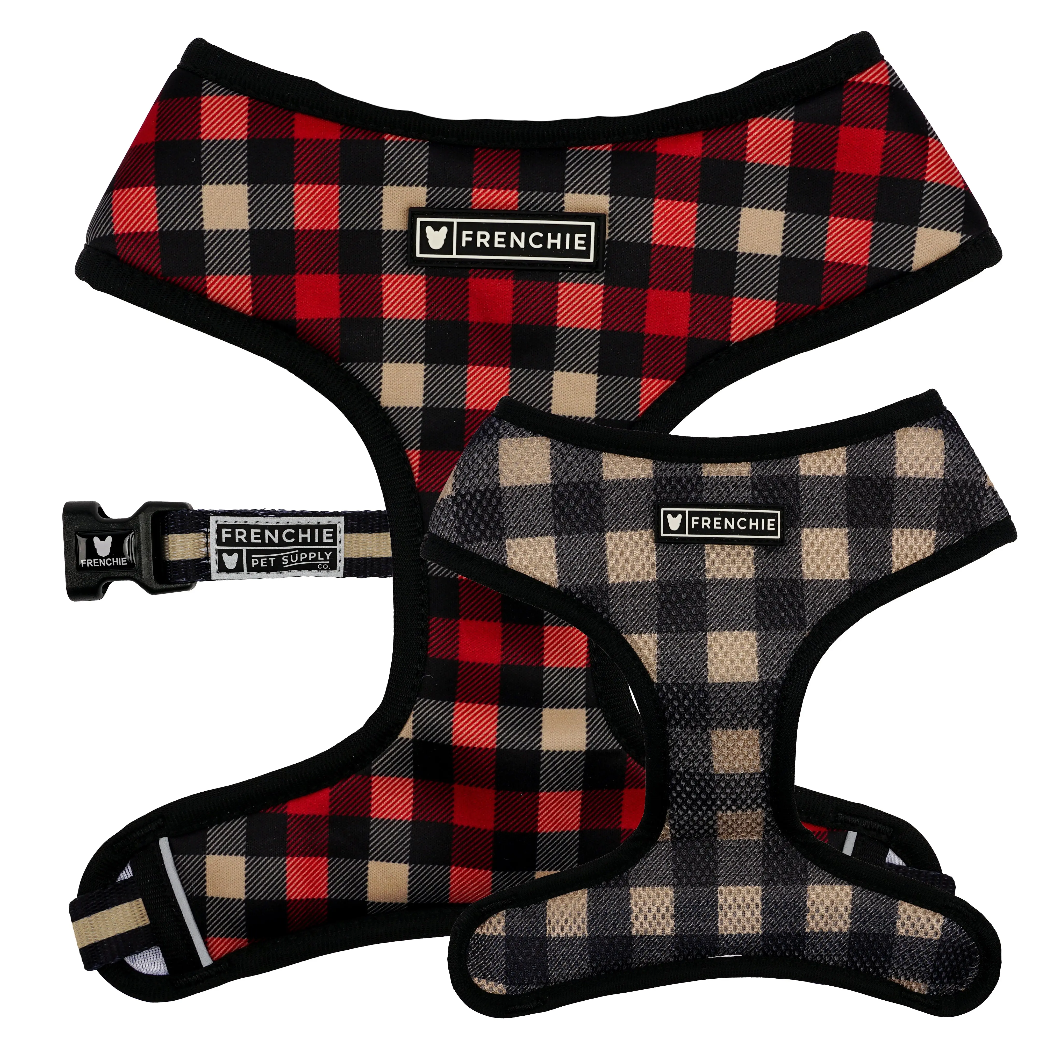 Frenchie Duo Reversible Harness - Cabin Plaid