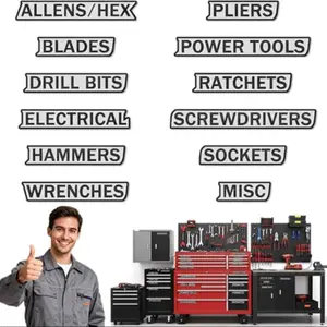 Magnetic Tool Box Labels Set, Self Adhesive Stickers, Printed Toolbox Identifiers, Universal Organizing Accessories, Work Area Management, Holiday Gift for Men