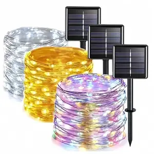 1PC，30m 300led Solar Outdoor String Lights, 8 Modes, Ip44 Waterproof, Garden Decor, Party, Wedding, Warm /cool /multicolor, Ambient Led Lighting