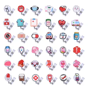 Medical badge retractable clip, cartoon ID clip, easy-pull clip, lanyard, badge holder, work badge clip