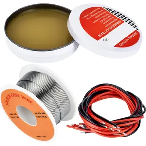 Solder Core Wire and Rosin Paste Flux Kit Tin Lead Rosin Core Solder Wire & Rosin Paste Flux for Electrical Soldering 60-40 (0.8mm, 50g)