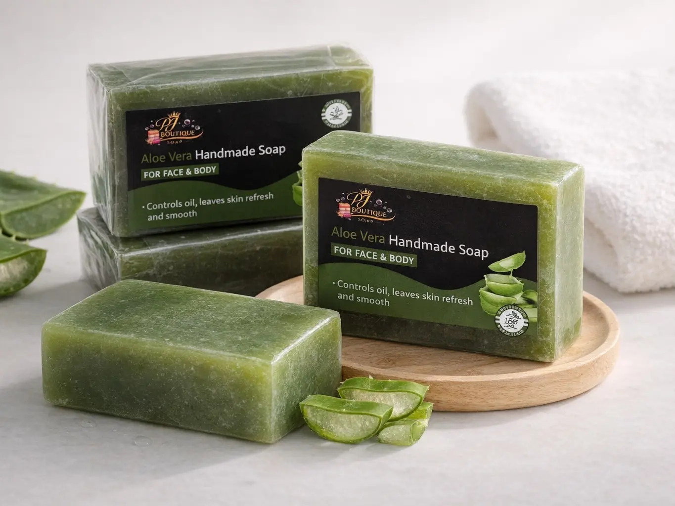 3pcs Aloe Vera Soap, Hydrating All Natural Ingredients Bar for Dry Skin