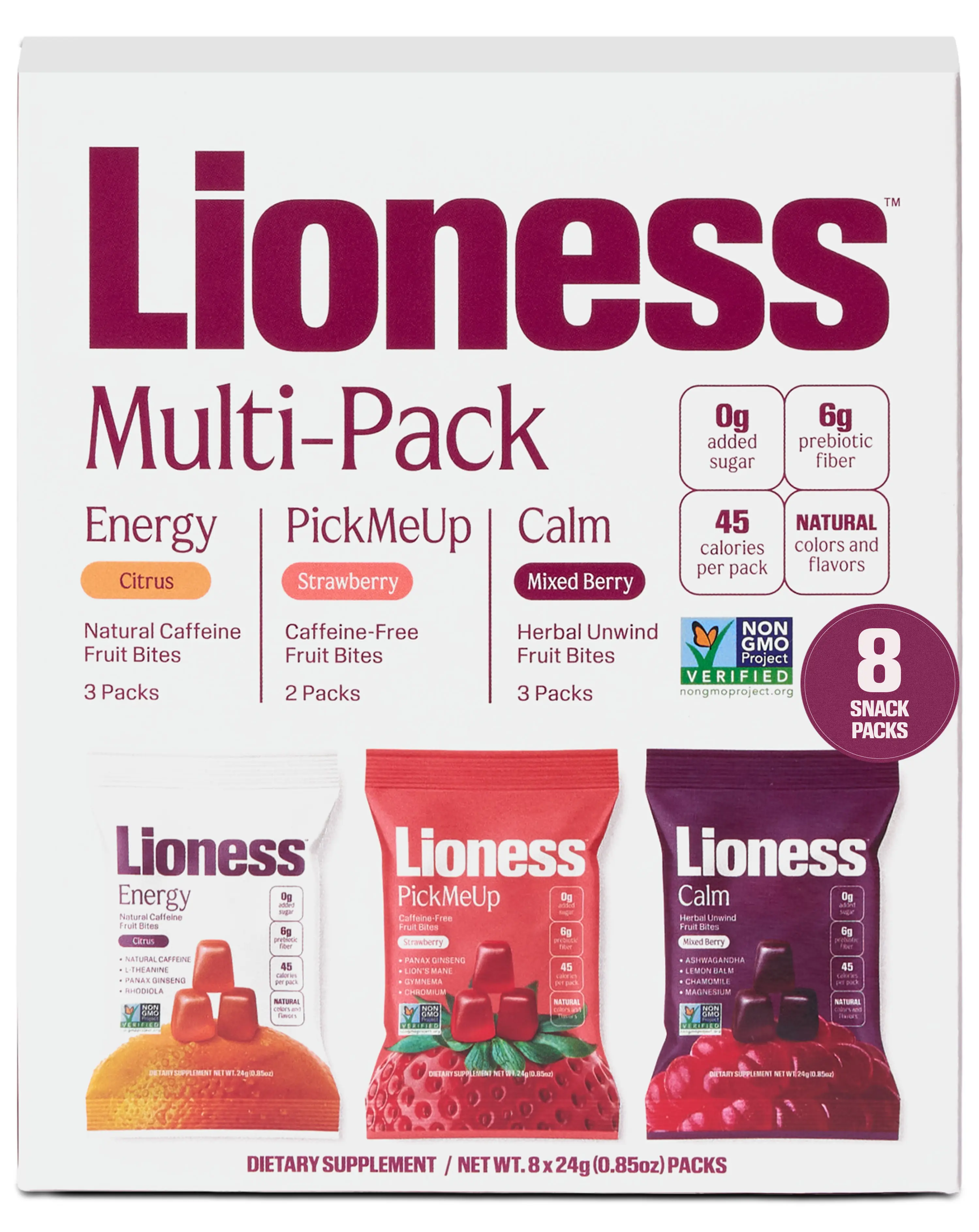 Lioness Functional Gummies Made for Women by Women – Energy, Calm & Craving Snack Gummies | Citrus, Strawberry, Mixed Berry & Variety Pack