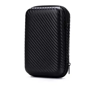 Eva Texture Protective Storage Box Organizer, Travel Storage, Space Saving Organizer, Anti-Drop Hard Shell, Zipper Opening, Carbon Fiber Fabric, Protects Small Digital Accessories
