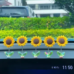 Cute Sunflower Car Ornament, 5 Counts Car Dashboard Decoration, Car Interior Decoration Accessories for Women & Girls, Car Accessories, Car Interior Accessory, Car Interior Ornaments