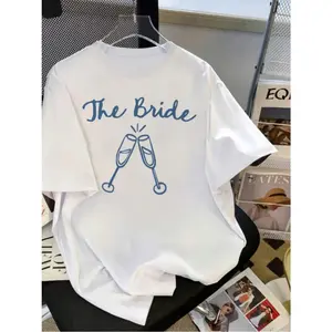 The Bride Graphic Tee Women Short Sleeve Crewneck Oversized Loose Fit Soft Cotton T Shirt Casual Wedding Weekend Bachelorette Bridal Shower Honeymoon Outfit Top
