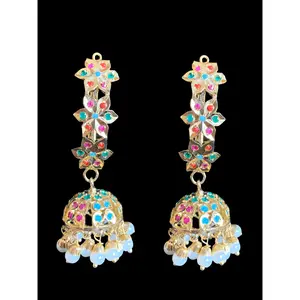 DER364 Ankita jhumka - navratan  ( READY TO SHIP )