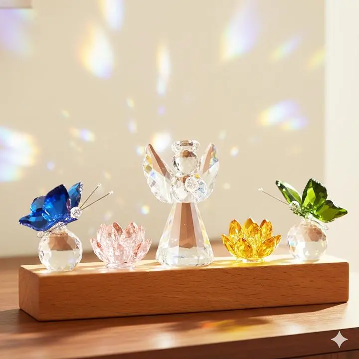 house decor 2-in-1 Crystal Angel Suncatcher & LED Mood Lamp, High-Quality Faceted Prisms, Daytime Rainbow Effect, Nighttime Warm Glow, Decorative Light Decor for Bedroom Home Aesthetic Decor