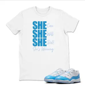 SHE Sneaker Shirt White to Match J11 Low University Blue