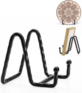 3-Pack Artistic Black Metal Smooth Photo Display Stands, 3-in Specialty DIY Supplies for Toys & Hobbies, Book Display Use