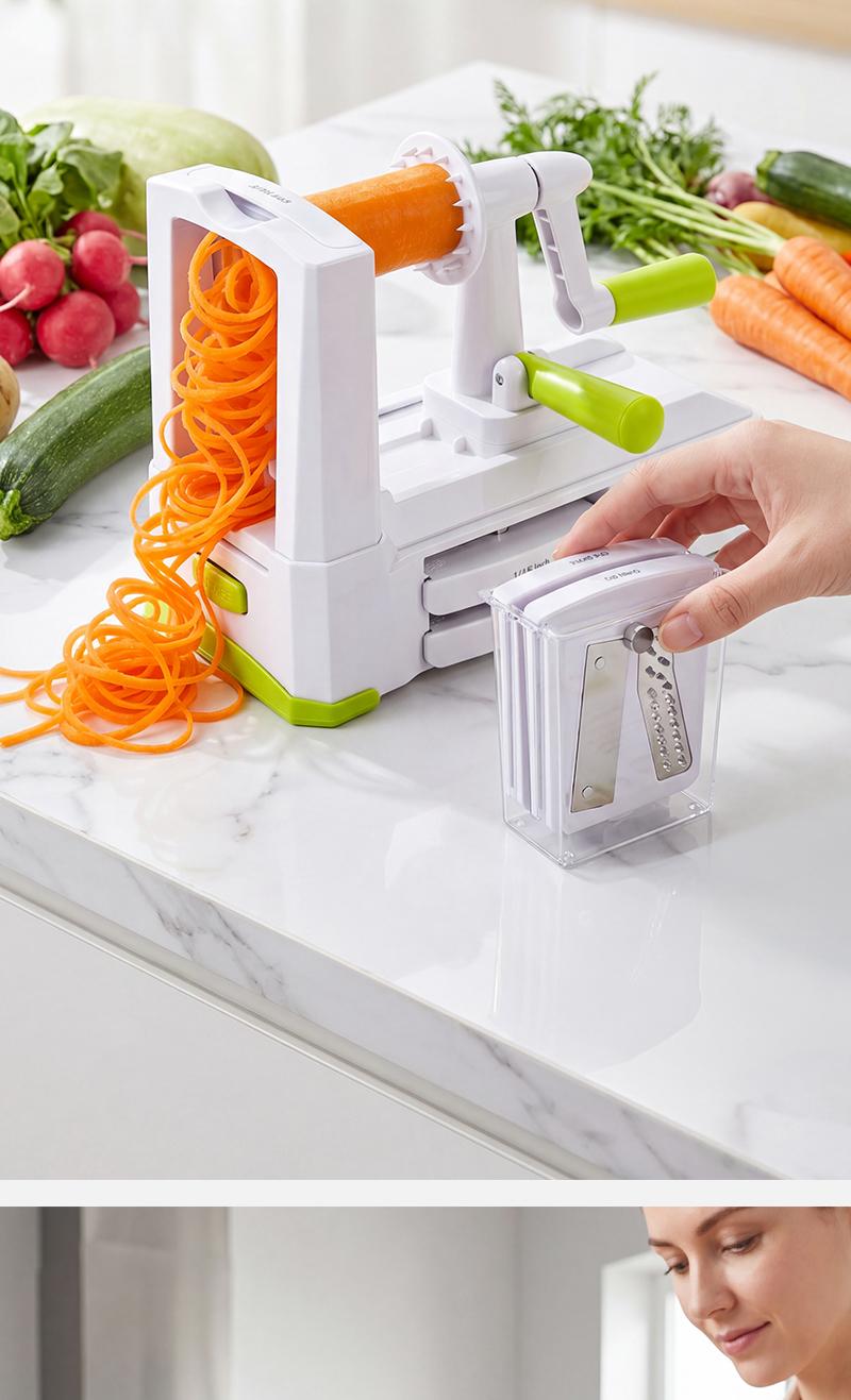 SUSTEAS Manual Vegetable Slicer Mandoline - 5 Replaceable Detachable Blades, Strong Suction Base, Smooth Hand Crank, 2/3/5/5.5mm Shreds/Wide Strips, Lightweight Durable, Safe Quick Even Cutting for Fruits, Veggies, Carrot, Cheese, Chocolate SUSTEAS Manual Vegetable Slicer Mandoline - 5 Replaceable Detachable Blades, Strong Suction Base, Smooth Hand Crank, 2/3/5/5.5mm Shreds/Wide Strips, Lightweight Durable, Safe Quick Even Cutting for Fruits, Veggies, Carrot, Cheese, Chocolate
